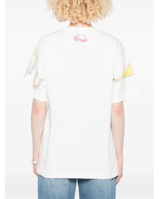 ALÉMAIS White Anouk T-Shirt Mit Illustrations-Print