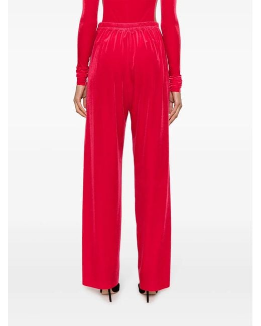 Amazuìn Red Straight-Leg Velvet Trousers
