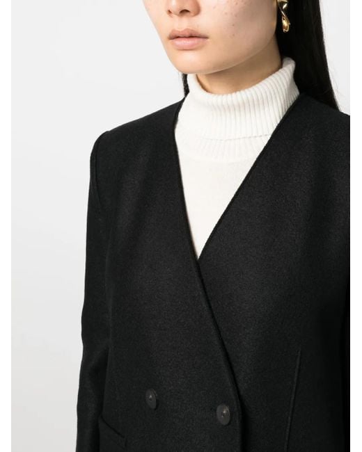 Harris Wharf London Black Double-Breasted Wool Coat
