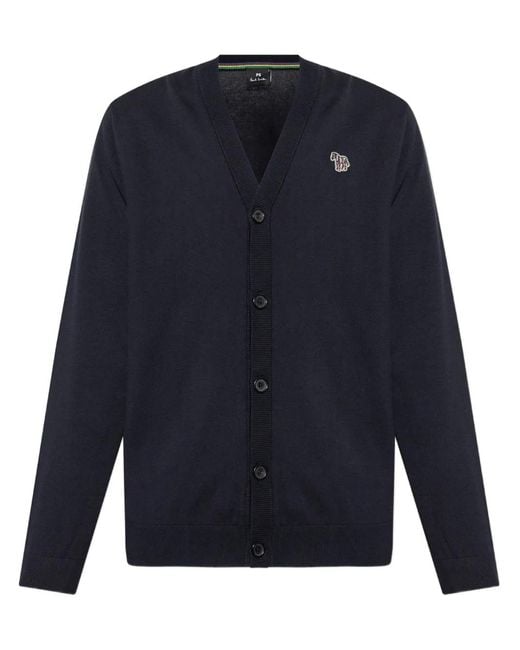 Paul Smith Blue Zebra-Patch Cardigan for men
