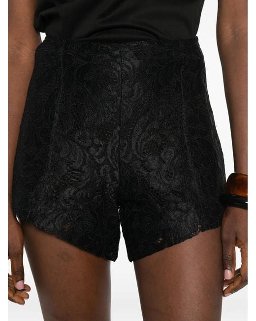 ACTUALEE Black Floral-Lace Shorts
