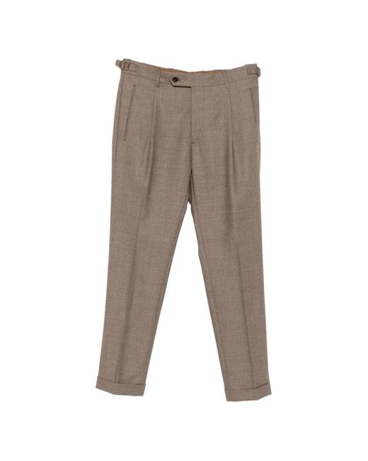 Berwich Gray Pleated Wool Trousers for men