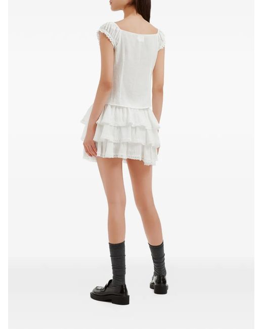 B+ AB White Ruffled Tiered Blouse And Mini Skirt Set