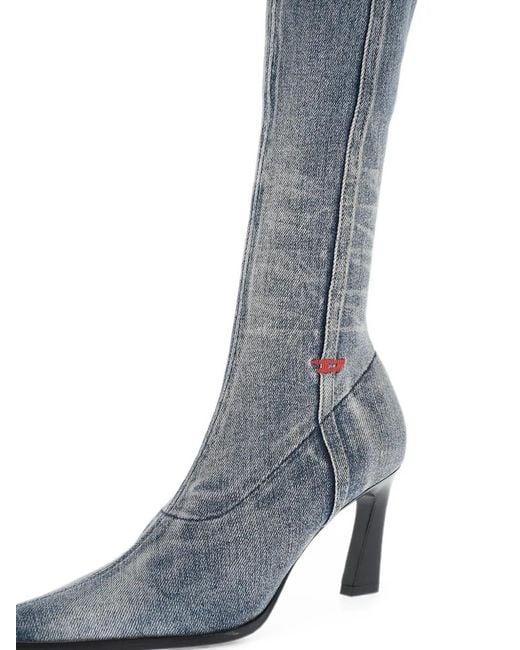 DIESEL White Pointed-Toe D-Allas Boots