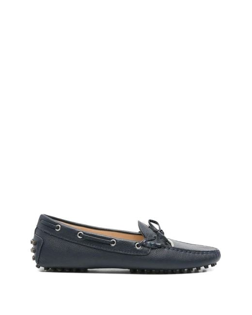 SERGIO MORETTI FIRENZE Blue Bow-Detail Pebbled Loafers