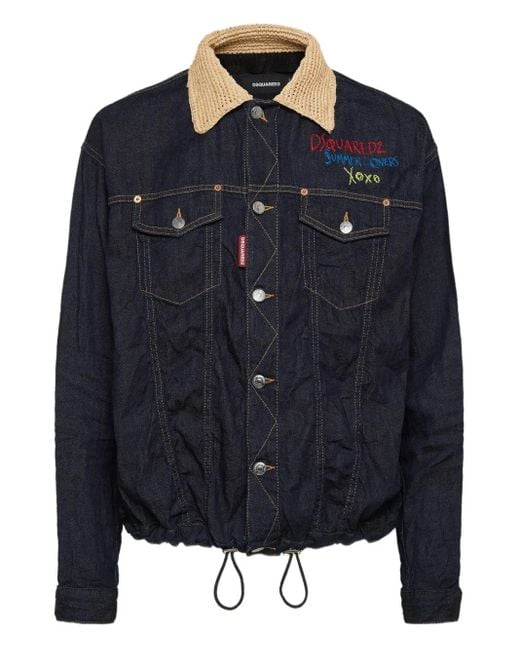 DSquared² Cotton-Blend Denim Jacket in Blue for Men Lyst UK