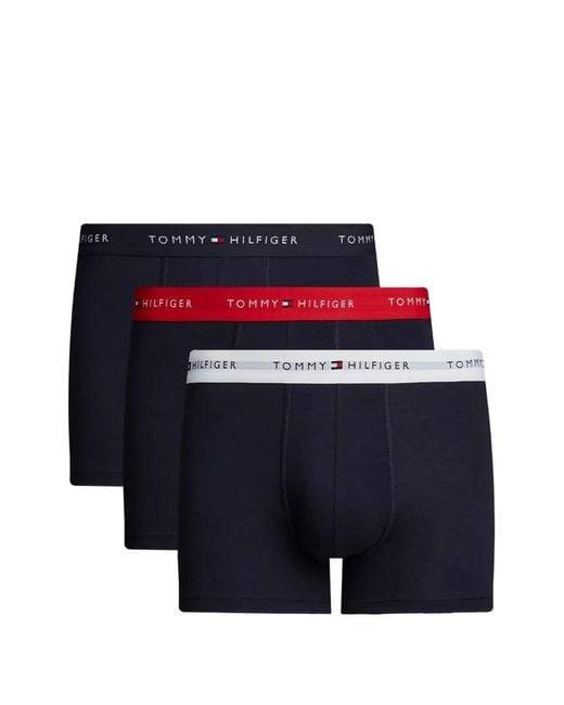 Tommy Hilfiger Blue Logo-Waistband Boxers (Pack Of Three) for men