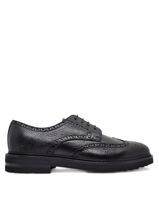 Henderson Black Leather Derby Shoes for men