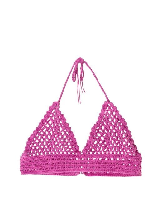 Saiid Kobeisy Pink Crochet Tailored Top