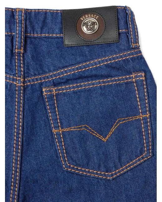 Versace Blue Contrast-Stitch Tapered Jeans