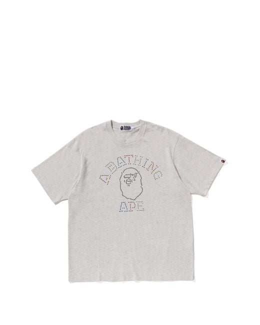 A Bathing Ape White Rhinestone-Embellished Ape Head T-Shirt for men