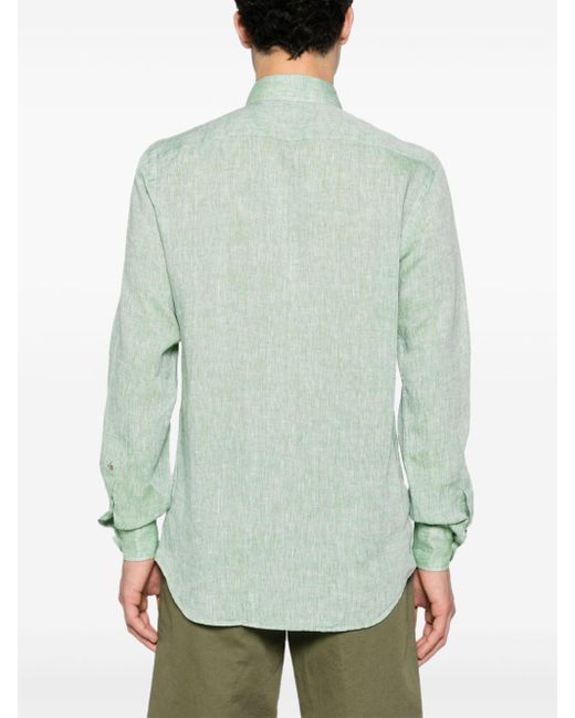 Glanshirt Green Long-sleeve Linen Shirt for men