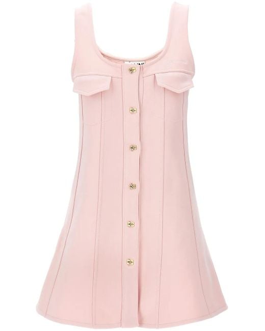 Ganni Pink A-Line Minidress