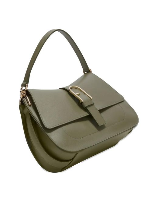 Furla Green Flow Medium Leather Tote Bag