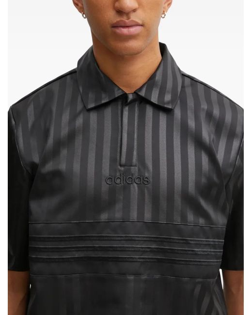 Adidas Black Striped Logo Polo Shirt for men