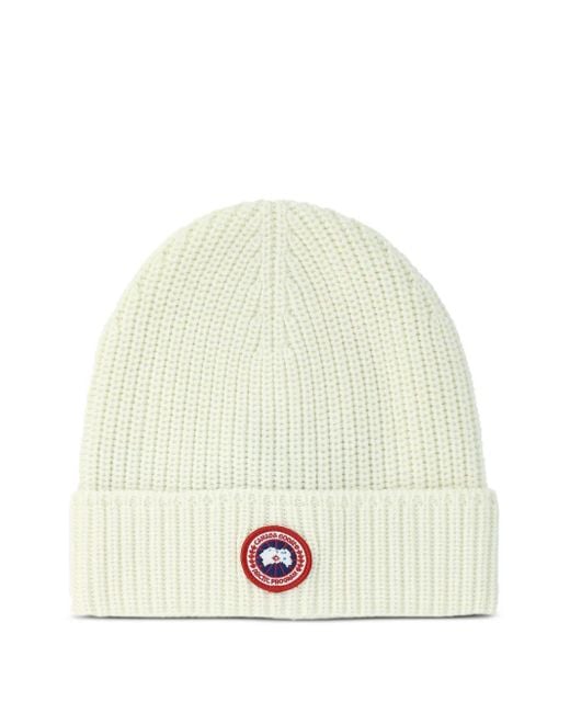 Canada Goose Gerippte Beanie mit Logo in White für Herren