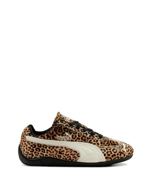 PUMA Brown Speedcat Og Leopard-Print Sneakers