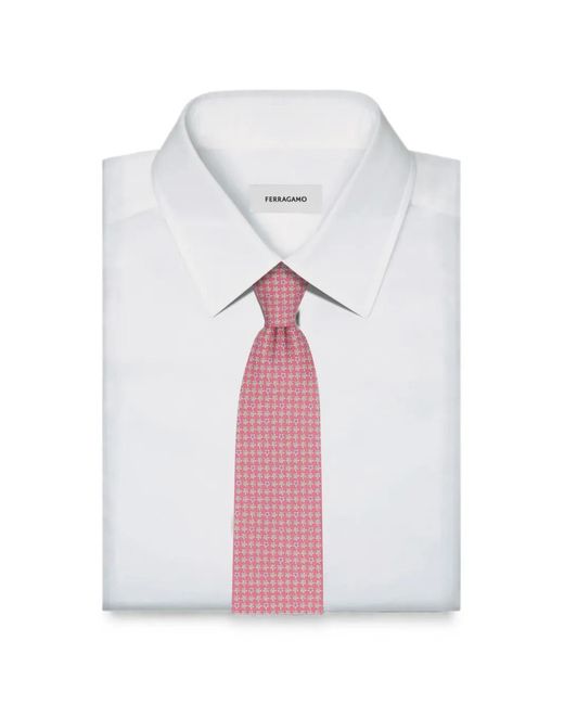 Ferragamo Pink Cravate En Soie À Imprimé Turtles for men