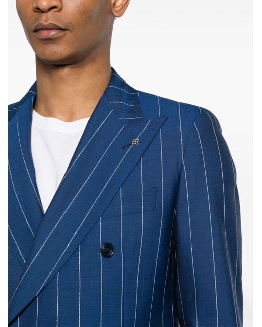 Tagliatore Doppelreihiger Anzug mit Nadelstreifen in Blue für Herren
