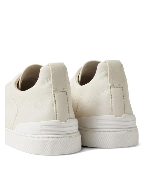 Zegna White "Triple Stitch" Sneakers for men