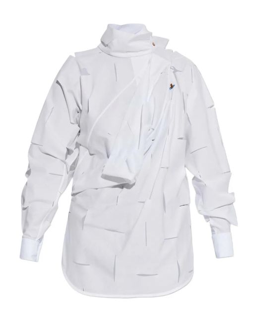Vivienne Westwood White Cut-Out Roll-Neck Top