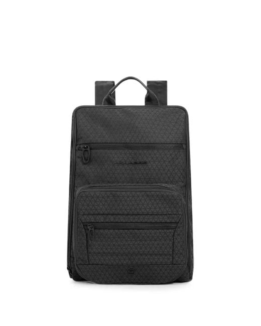 Piquadro Black Foldable Expandable Backpack for men