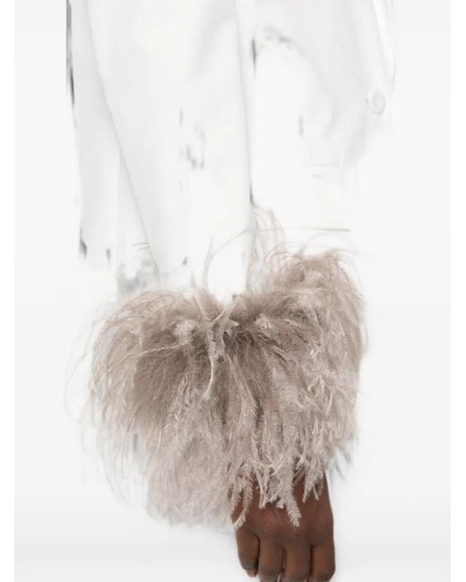 The Archivia White Feather-Cuff Blazer