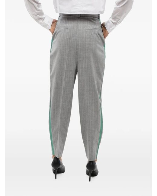 John Richmond Gray Pinstripe-Pattern Pleated Trousers
