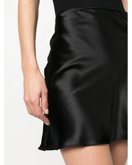 MANURI Black Silk A-Line Skirt
