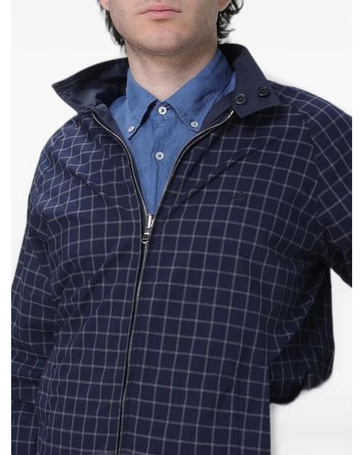 Brooksfield Blue Reversible Check-Pattern Jacket for men