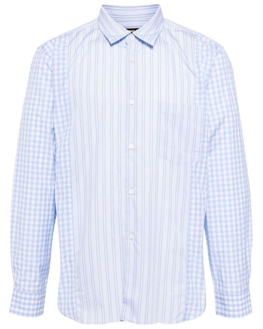 Comme des Garçons Blue Panelled Cotton Shirt for men