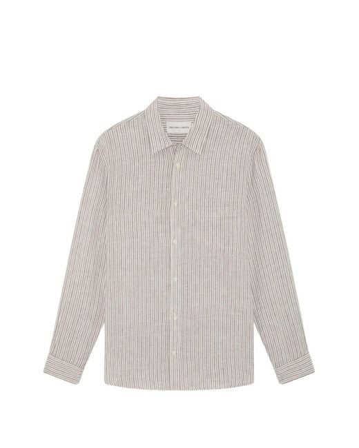 Frescobol Carioca White Telles Striped Linen Shirt for men