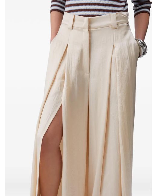 Liu Jo White Slits Creased Palazzo Pants