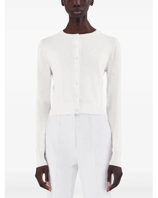 Adam Lippes White Button-Down Cardigan