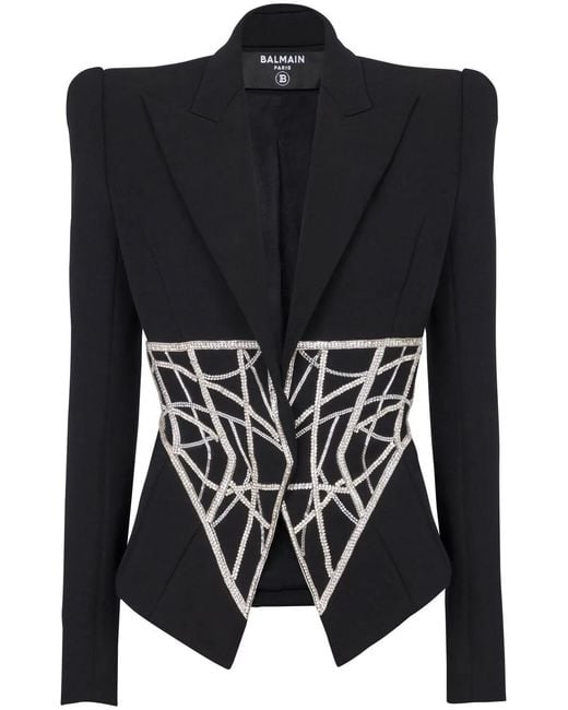 Balmain Black Double-Breasted Wool Blazer