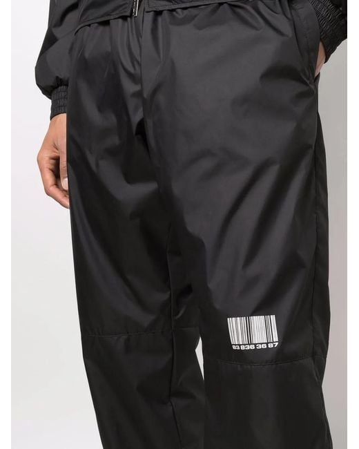 VTMNTS Black Barcode-Print Track Pants for men