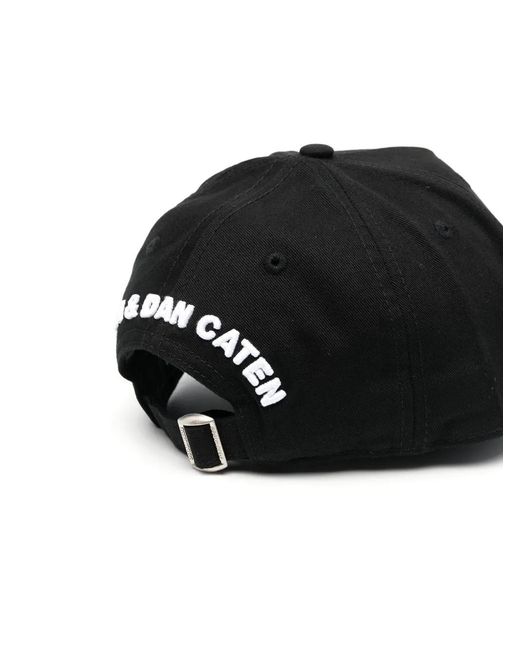 DSquared² Black Logo Distressed Cap