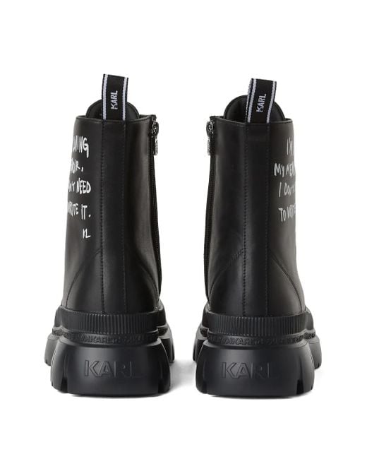 Karl Lagerfeld Veterlaarzen Met Graffiti-Print in het Black