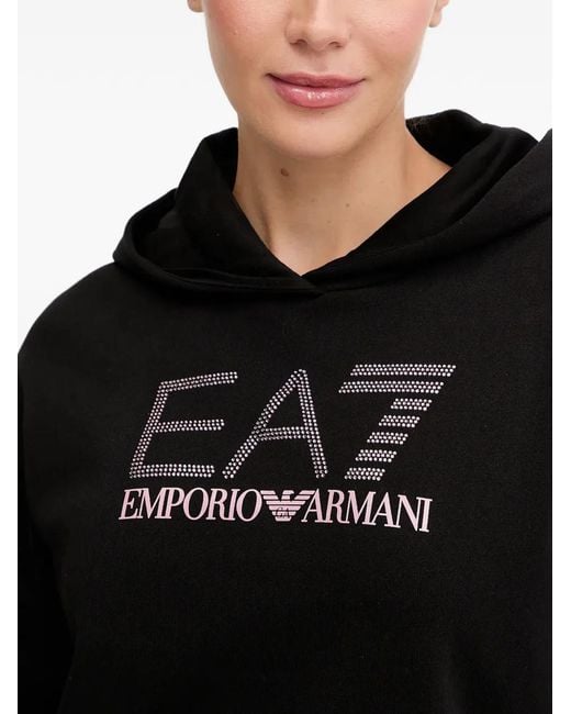 Sudadera con capucha y logo EA7 de color Black