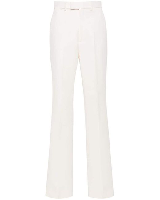 Gucci White Silk-blend Straight-leg Trousers