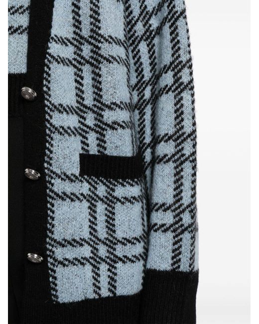 Checked intarsia-knit cardigan set di B+ AB in Black
