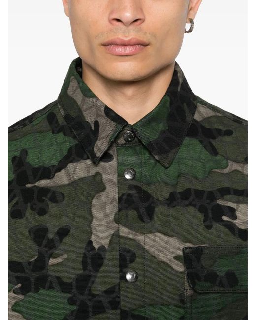 Valentino Garavani Green Camouflage-Pattern Jacket for men