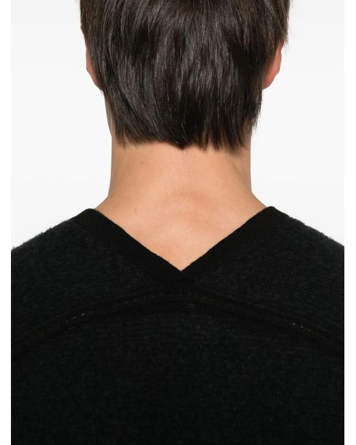 Label Under Construction Black Seam-Detail V-Neck T-Shirt for men
