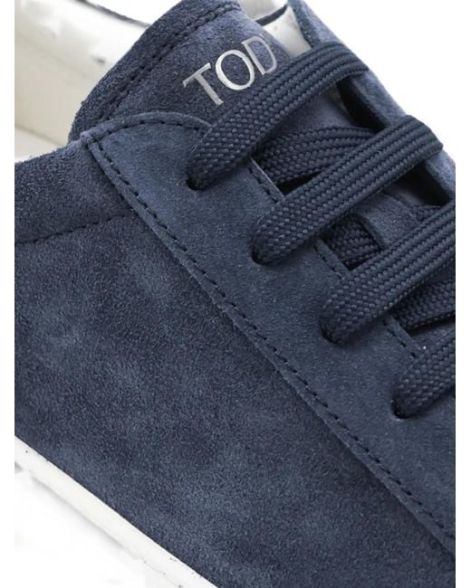 Tod's Blue Suede Gommino-Detail Sneakers for men