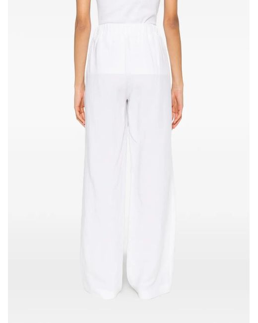 NINA 14.7 White Elasticated Wide-Leg Trousers
