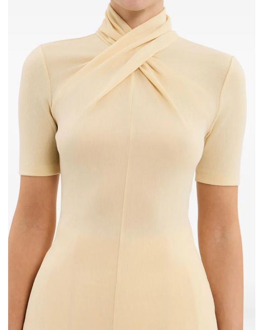 Rebecca Vallance Yellow Kurzärmelige Bluse Mit Verdrehtem Kragen