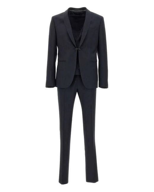 Corneliani Black Wool Suit for men