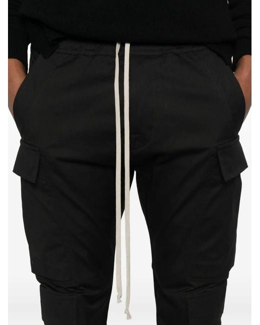 Rick Owens Black Drawstring Cargo Pants for men