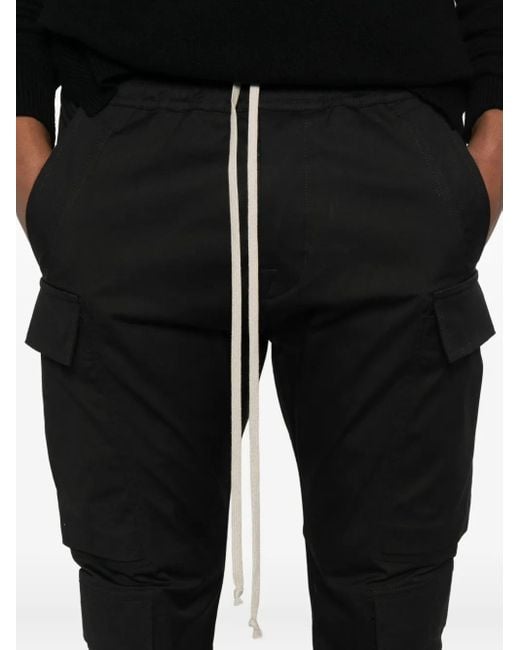 Rick Owens Black Drawstring Cargo Pants for men
