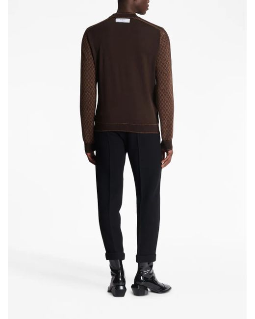 Balmain Brown Mini Monogram Jacquard Sweater for men